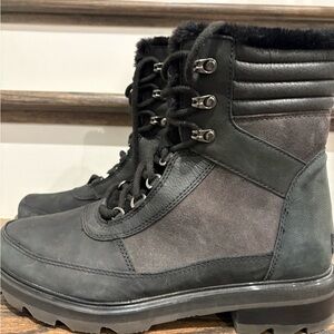 Sorel Charcoal and Black Lace-Up Boots